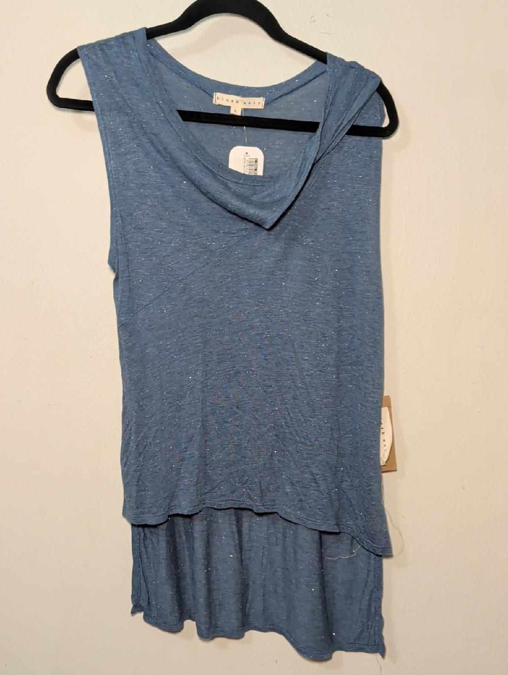 Blush Noir Blue Sleeveless Twist Tank Top Sparkle NEW Summer Women's Size L